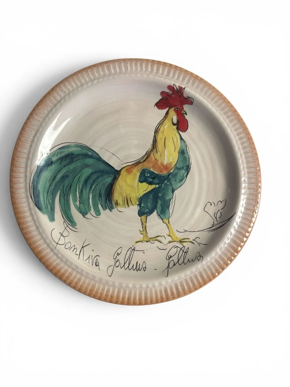 Pottery Barn Bon Kiva Rooster Salad Plates 9.5” Set of 4 Farmhouse